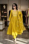 KF 658 Kalaai Chanderi Silk Embroidery Kurti With Bottom Dupatta